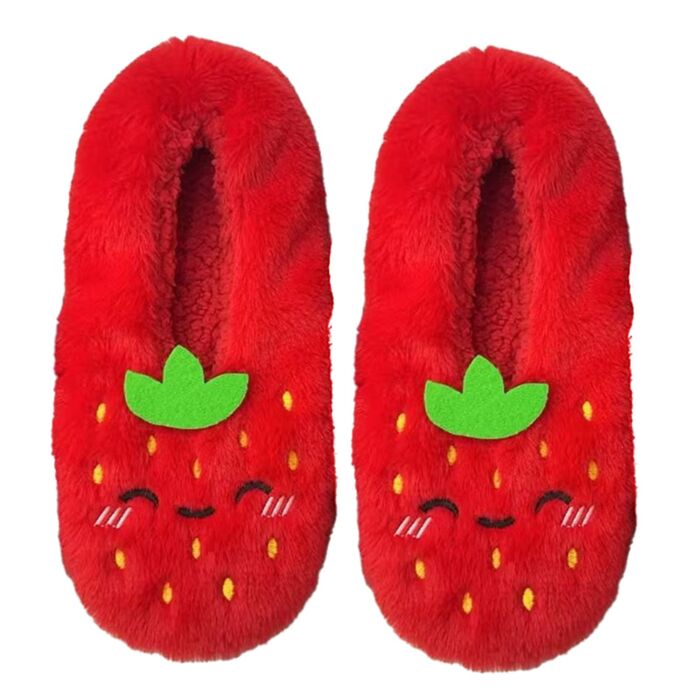 Plush Slippers Anti-Slip Slip On (EU39-41/UK6-8) - Foodiemals Strawberry