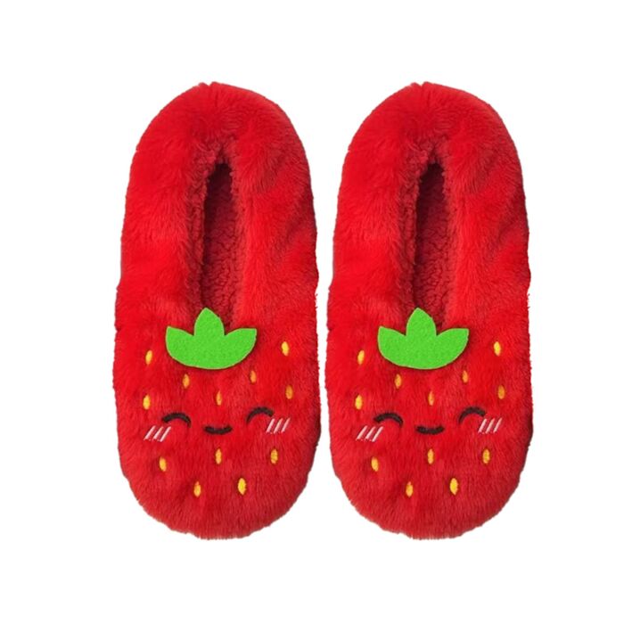 Plush Slippers Anti-Slip Slip On (EU36-38/UK3-5) - Foodiemals Strawberry