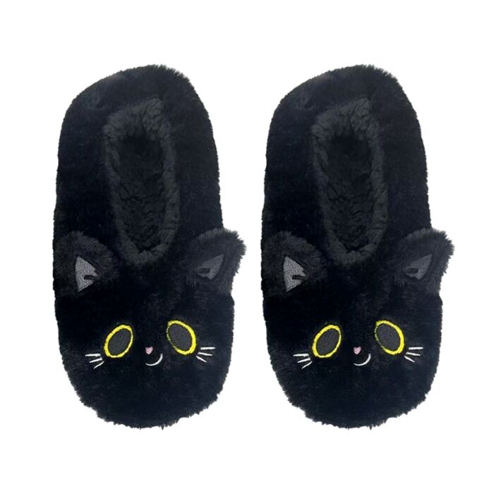 Plush Slippers Anti-Slip Slip On (EU36-38/UK3-5) - Lucky the Black Cat