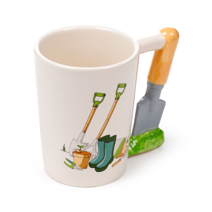Shaped Handle Ceramic Mug - Garden Trowel