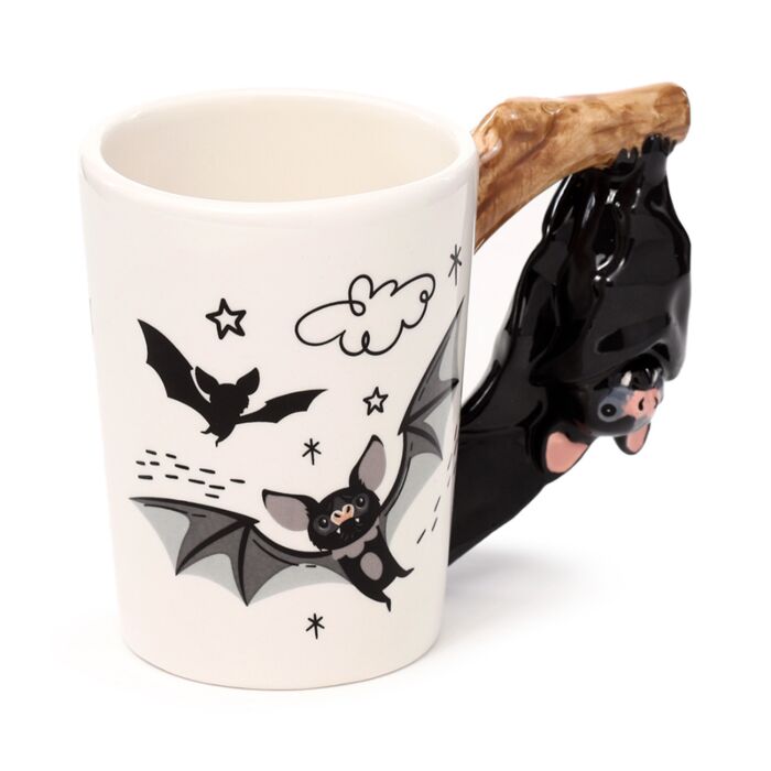 Shaped Handle Ceramic Mug - Bat
