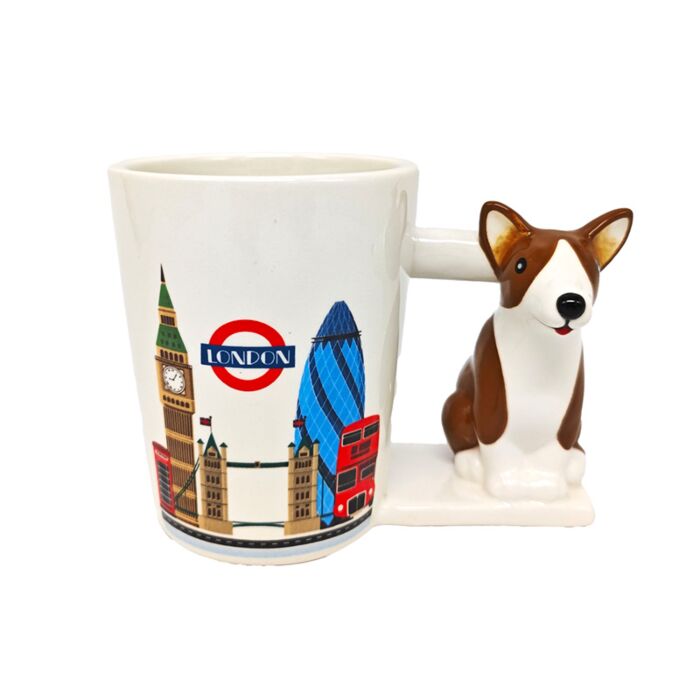 Shaped Handle Ceramic Mug - London Souvenir Corgi