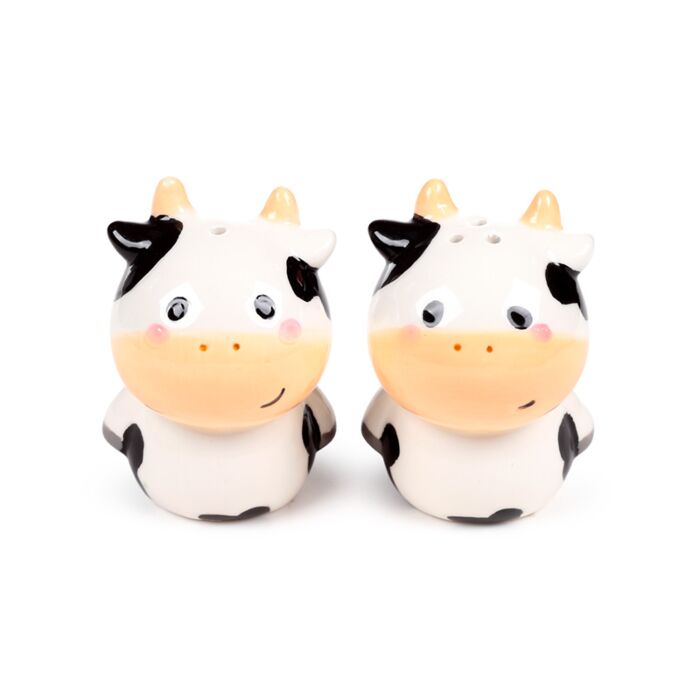 Ceramic Salt & Pepper Set - Black & White Cow