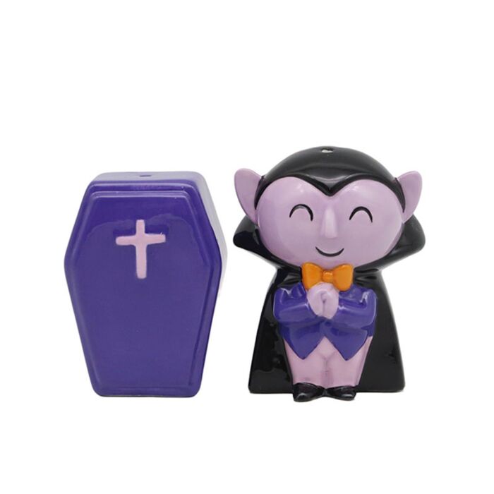 Ceramic Salt & Pepper Set - Spooky Dracula & Coffin