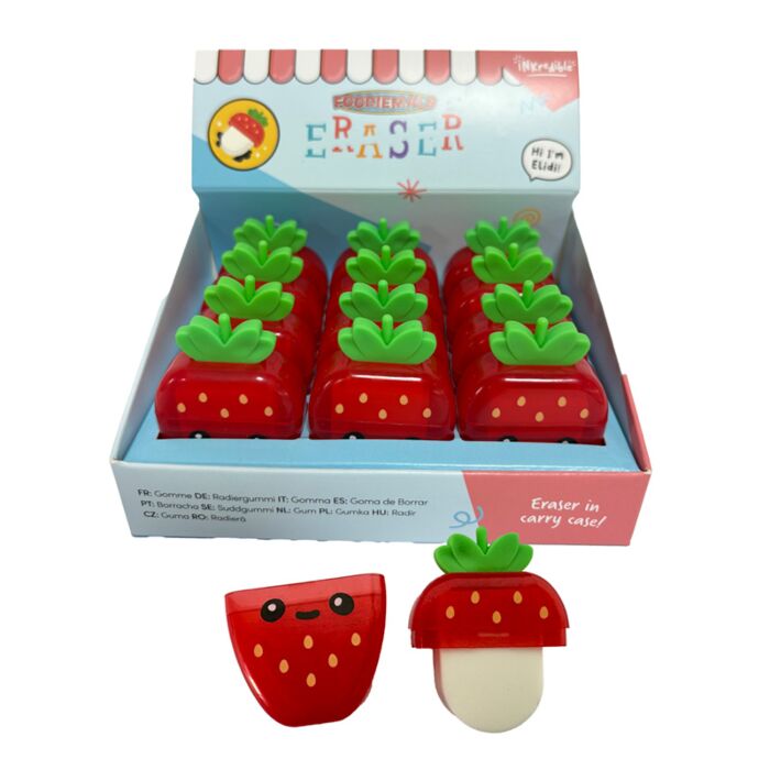 Eraser in Shaped Holder - Foodiemals Strawberry