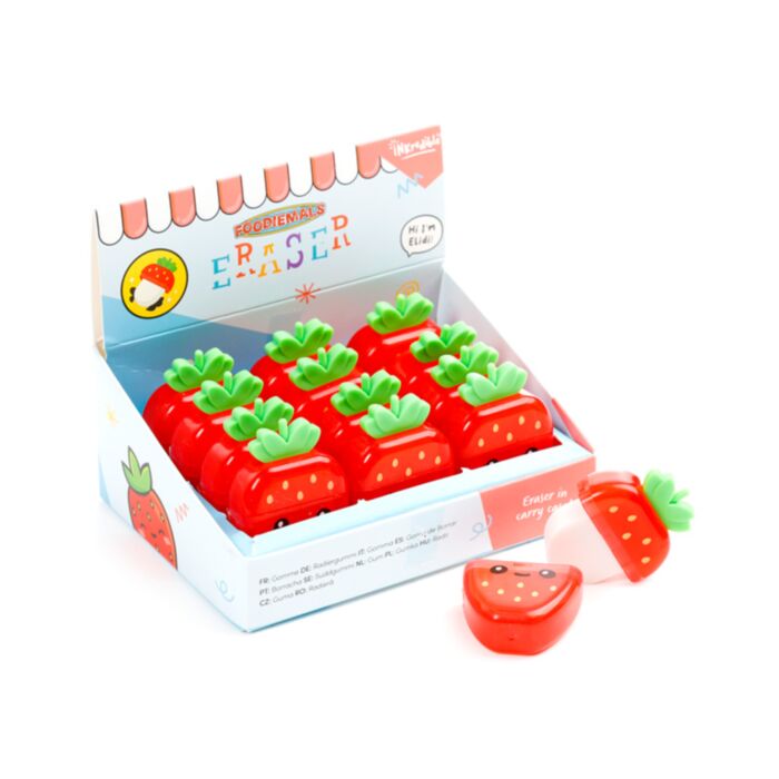 Eraser in Shaped Holder - Foodiemals Strawberry