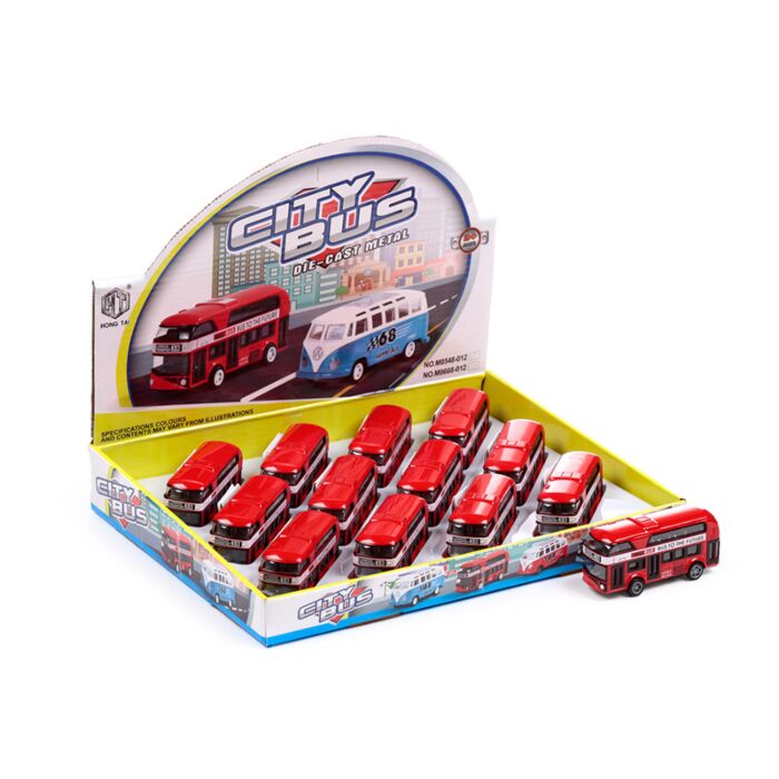 Pull Back Action Toy - Red City Bus