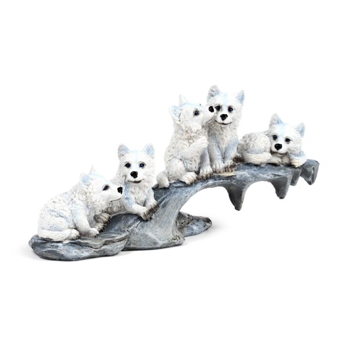 Wolf Ornament - Puppies Playing on Stone Outcrop