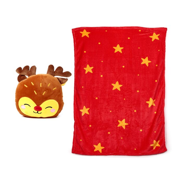 2-in-1 Blankeazzz Plush Toy & Travel Blanket - Festive Friends Christmas Rudolph