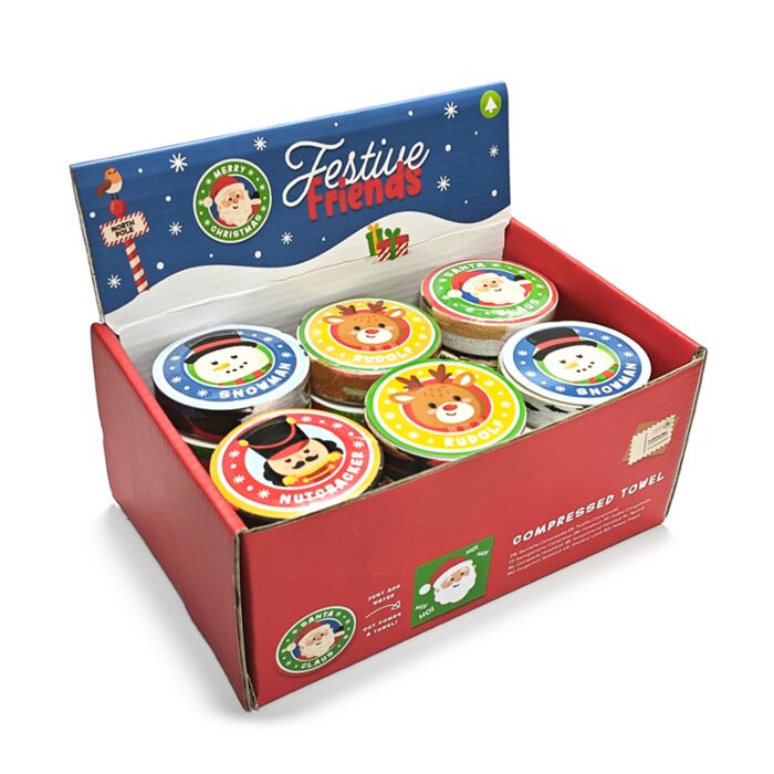 Compressed Travel Towel - Festive Friends Christmas