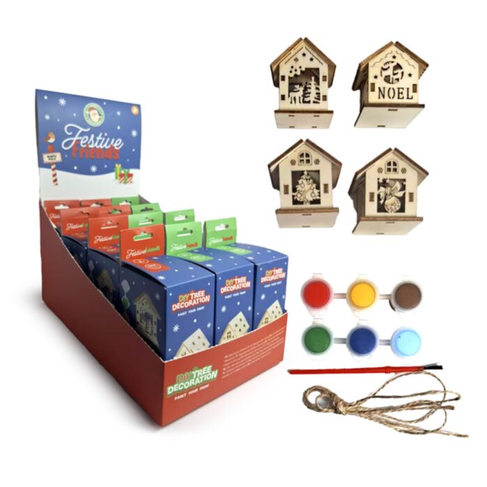 Paint Your Own 3D Wooden Decoration - Festive Friends Christmas