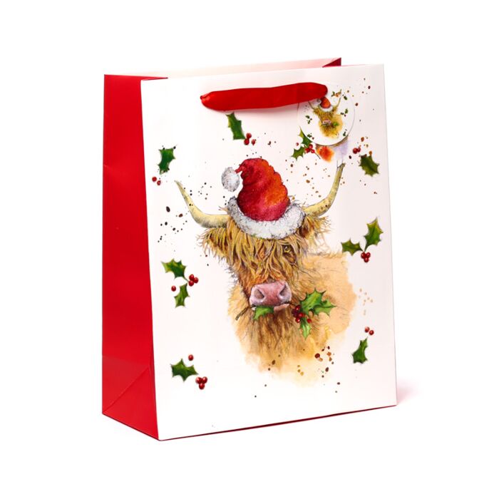 Christmas Gift Bag (Large) - Jan Pashley Highland Coo 