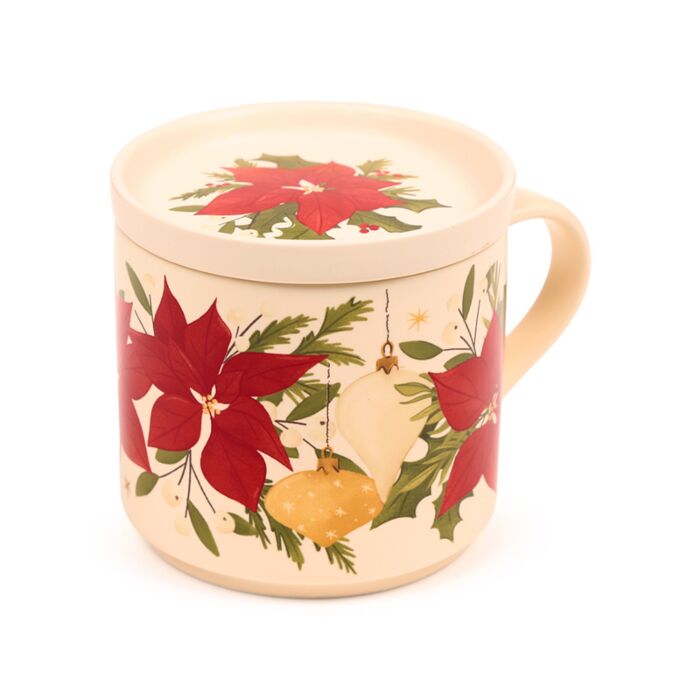 Porcelain Mug & Coaster Lid Set - Christmas Botanicals