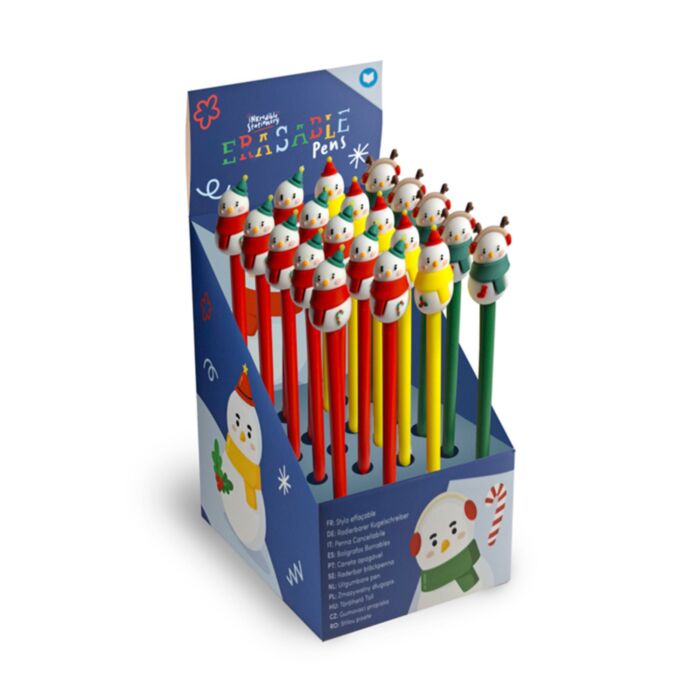 Erasable Pen with PVC Topper - Christmas Snowman