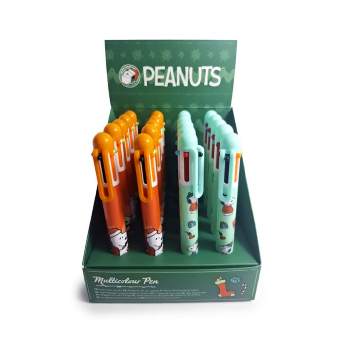 Multi Colour Pen (6 Colours) - Christmas Peanuts Snoopy & Woodstock