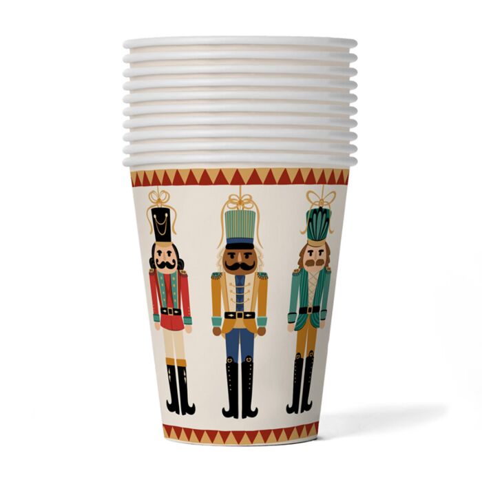 Set of 10 Paper Party Cups (9oz) - Christmas Nutcracker