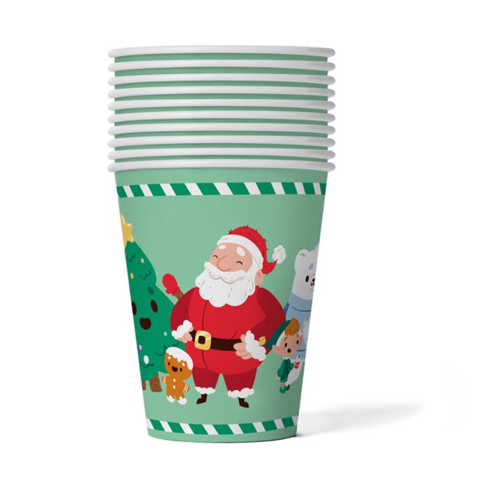 Set of 10 Paper Party Cups (9oz) - Jingle Bunch Christmas