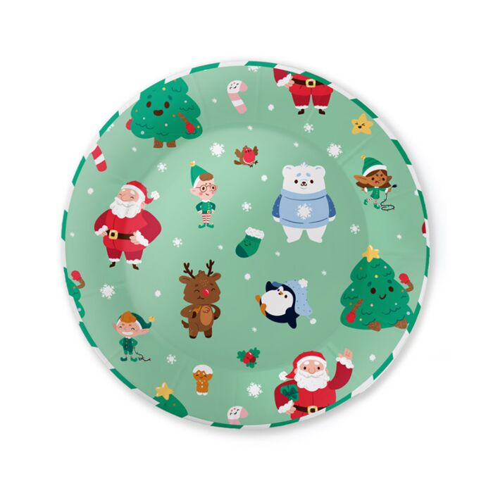 Set of 10 Paper Party Plates - Jingle Bunch Christmas
