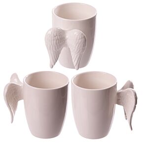 Shaped Handle Ceramic Mug - White Angel Wings Shaped Handle Ceramic Mug - White Angel Wings