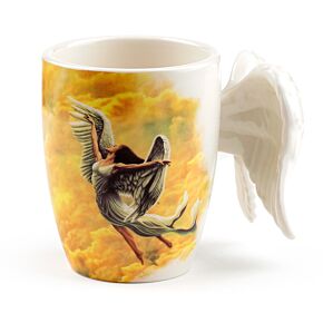 Shaped Handle Ceramic Mug - Angel Wings Shaped Handle Ceramic Mug - Angel Wings