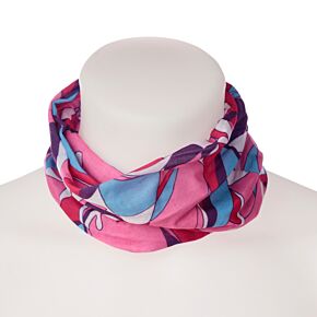 Neck Warmer Tube Scarf - Pink Patterned  