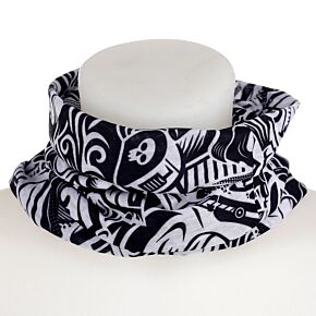 Neck Warmer Tube Scarf - Black & White Graffiti 