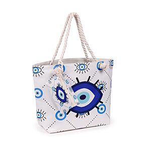 Beach Bag & Pouch Set - Oval Evil Eye