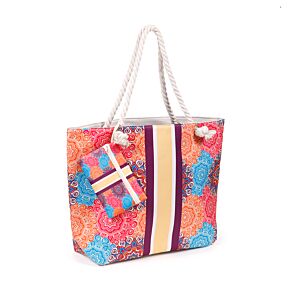 Beach Bag & Pouch Set - Multi Coloured Mandala