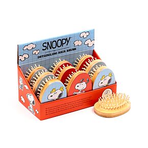 Bamboo Shaped Hair Brush - Peanuts Snoopy & Woodstock