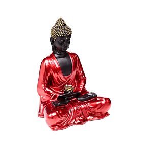 Decorative Thai Buddha Figurine - Red, Black & Gold Contemplation