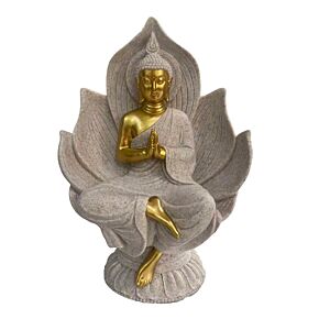 Decorative Thai Buddha Figurine - Sandstone & Gold Seated Decorative Thai Buddha Figurine - Sandstone & Gold Seated