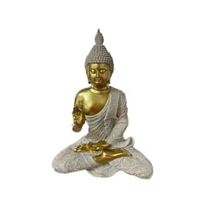 Decorative Thai Buddha Figurine - Sandstone & Gold Meditation Decorative Thai Buddha Figurine - Sandstone & Gold Meditation