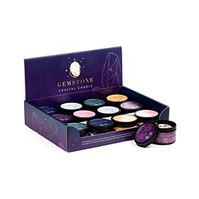 Wax Candle Tin - Crystal Gemstone & Dried Flowers