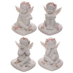 Collectable Cherub Sitting on Heart with Pink Roses Collectable Cherub Sitting on Heart with Pink Roses