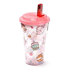 Shatterproof Double Walled Cup with Lid and Straw - Pusheen Sips Shatterproof Double Walled Cup with Lid and Straw - Pusheen Sips