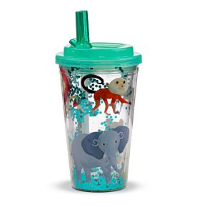 Zooniverse Shatter Resistant Double Walled Cup with Lid and Straw Zooniverse Shatter Resistant Double Walled Cup with Lid and Straw