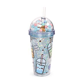 Double Walled Cup with Lid, Straw & Charms - Foodiemals Bubble Tea Double Walled Cup with Lid, Straw & Charms - Foodiemals Bubble Tea