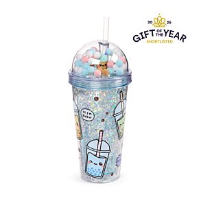 Double Walled Cup with Lid, Straw & Charms - Foodiemals Bubble Tea