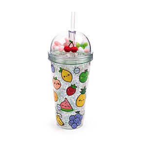 Double Walled Cup with Lid, Straw & Charms - Foodiemals Fruit Double Walled Cup with Lid, Straw & Charms - Foodiemals Fruit