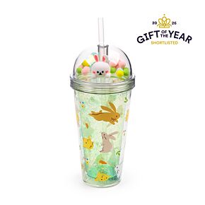 Double Walled Cup with Lid, Straw & Charms - Springtime