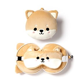 Relaxeazzz Travel Pillow & Eye Mask - Shiba Inu Dog