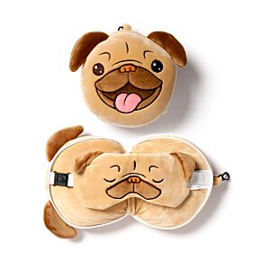 Relaxeazzz Travel Pillow & Eye Mask - Mopps Pug Relaxeazzz Travel Pillow & Eye Mask - Mopps Pug