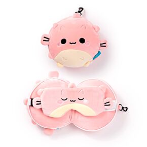 Relaxeazzz Travel Pillow & Eye Mask - Puff the Puffer Fish