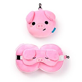 Relaxeazzz Travel Pillow & Eye Mask - Oliver the Pig