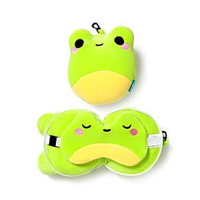 Relaxeazzz Travel Pillow & Eye Mask - Adoramals Silas the Frog
