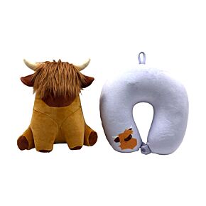 2-in-1 Swapseazzz Travel Pillow and Plush Toy - Hairy Coos Highland Coo