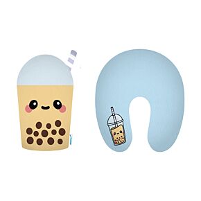 2-in-1 Swapseazzz Travel Pillow and Plush Toy - Foodiemals Boba the Bubble Tea