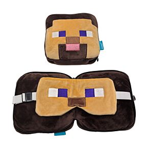 Relaxeazzz Shaped Travel Pillow & Eye Mask - Minecraft Steve