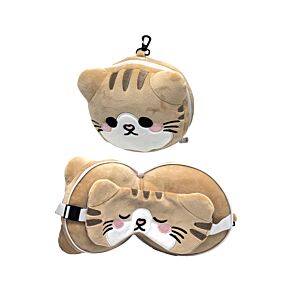Relaxeazzz Travel Pillow & Eye Mask - Adoramals Scottish Fold Cat
