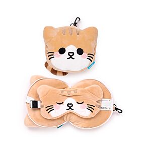 Relaxeazzz Travel Pillow & Eye Mask - Adoramals Scottish Fold Cat